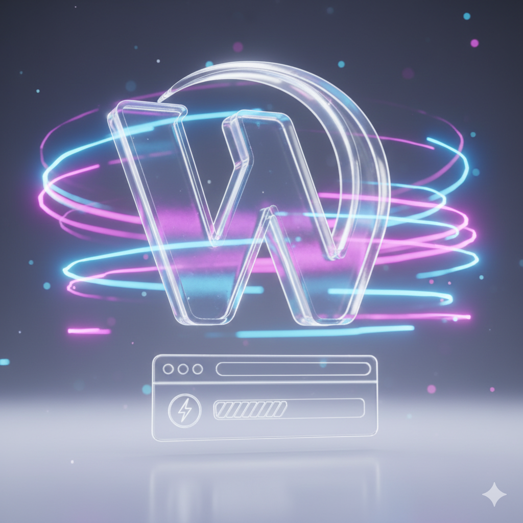 Neon WordPress logo representing secure CMS development
